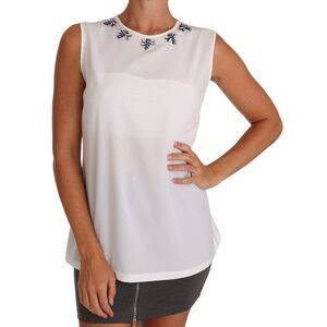 Dolce & Gabbana Dolce Gabbana Sleeveless Embellished Top Women White Tops &